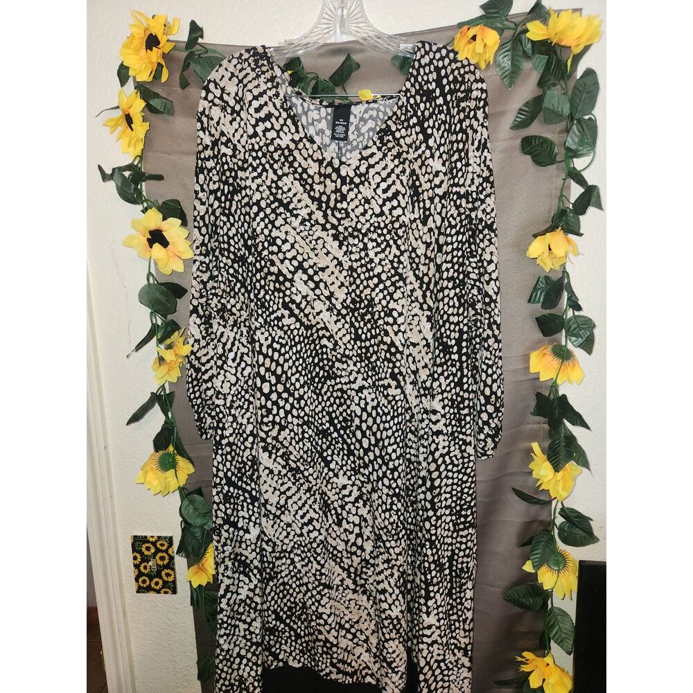 Catherines AnyWear Women's Dress 4X 30W/32W Abstract Animal Print Maxi V-Neck